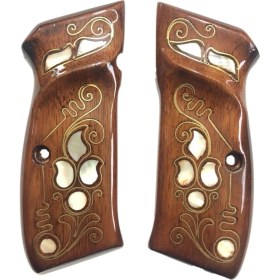 Resim Arslantaş Cz 75, Cz 85 , Cz 75 B, Cz 85 B Özel Seri Lazer Kesim Sedef Kakma Ahşap Kabze MOD42 