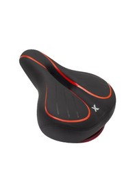 Resim Forte Gt 1838 Işıklı Bisiklet Selesi 290mm 220 Geniş Yaylı Deri Koltuk Siyah Kırmızı 
