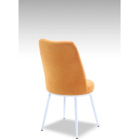 Resim Mymassa Gold Sandalye Nubuk Kumaş Metal Beyaz Ayaklı 