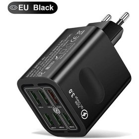 Resim Toplam 100 W 6 Port Usb Şarj Aleti Hızlı Şarj İphone Uyumlu Samsung Xiaomi Huawei Cep 321-6u Eu Black 1 Adet 
