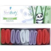 Resim Novibaby 5'li Bambu Yenidoğan Bebek Çorabı I Purple Orange I 0-6 "Karışık Renkli" 