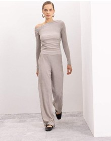 Resim Defacto Wide Leg Bürümcük Pantolon D5141AX24AUGR302 Gri 