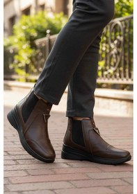 Resim Aspor Kahve Hakiki Deri İçi Polarlı Kadın Düz Bot Çok Renkli 