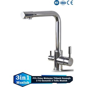 Resim Sumarkt Yeni Nesil Pirinç Malzeme 3 Yollu Bataryası Şebeke Ve Arıtma Çıkışlı Su Arıtma Cihazı Musluğu 