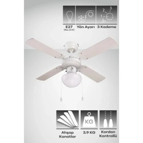 Resim Blooma Eko Tavan Vantilatörü Beyaz 4 Kanat 92 cm 