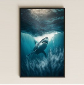 Resim Derinlerden Yükselen Köpekbalığı Şeffaf Pleksi Tablo 