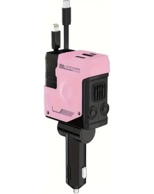 Resim Challenger Pembe 66w Pd Çift Usb C Araç Şarj Adaptörü Voltaj Göstergeli Uzatma Kablolu 