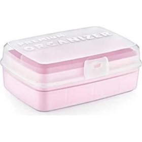 Resim 12 Bölmeli Çok Amaçlı Takı Toka Kutusu Dikiş Kutusu Kapaklı Organizer Kutusu Bölmeli Kutu 