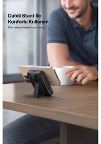 Resim 22.5w Hızlı Şarj 10.000 Mah Kablosuz Powerbank Dahili Kablolu Taşınabilir Şarj Cihazı Magsafe Uyumlu Siyah 