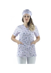 Resim Zarf Yaka Desenli Üst - 4104 Lila Diş-6404 