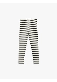 Resim Koton Çizgili Kaşkorse Dar Kalıp Pamuklu Siyah Kız Çocuk Tayt 6wkg40088ak SiYAH 