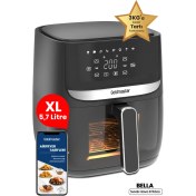 Resim Goldmaster Bella 1700W Xl Dokunmatik Cam Kapaklı Hazne Aydınlatmalı 3kg Tartı Fonksiyonlu Airfryer Sıcak Hava Fritözü 