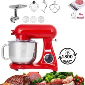 Resim Döküm Gövde Kıyma Çekme Hamur Yoğurma 1800W 6,2 Lt Hacim Premium Mutfak Şefi-Onerous Tartı Hediye 