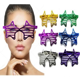 Resim MCM Group Metalize Ekstra Parlak Yıldız Panjur Parti Gözlüğü 6 Renk 6 Adet 