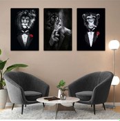 Resim Hayvan Mafyası 3'lü Mdf Tablo Set 