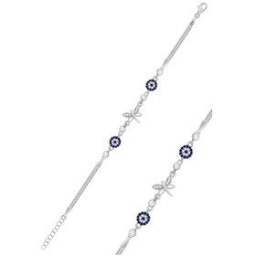 Resim Silvera Telkari Nazar Boncuğu Yusufçuk Zirkon Taşlı Bileklik St047 Gümüş 