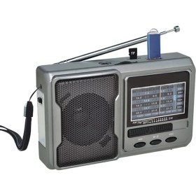 Resim Küçük Taşınabilir Radyo, Bluetooth, LED Işık, Usb, Micro Sd, Şarjlı, Gri 