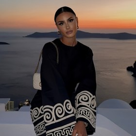 Resim Kadınlar İçin Şık Yunan Desenli A Kesim Maksi Elbise - Beyaz Kenarlı, Çember Boyunda Resmi Akşam Elbisesi, Tüm Sezonlar için Parti-Düğün Giysisi, Çizgili Detaylı ve Zarif Yunanca Nokta Baskılı Şık Siluet, Kadınlar İçin Elbiseler,Kadınlar İçin Şık ve Zarif Elbiseler,Elbiseler,Kadınlar İçin Düğün Misafir Elbiseleri,Kadınlar için Düğün Misafir Elbiseleri,Kadınlar İçin Yazlık Elbiseler,Şık Kadınlar İçin Zarif Elbiseler,Kadınlar İçin Gelinlikler,Kadınlar İçin Yazlık Elbiseler, 