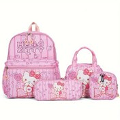 Resim Sanrio Hello Kitty & Kuromi 4 Parça Set: Sırt Çantası, Kalem Kutusu, Omuz Çantası, Cüzdan - Dayanıklı Naylon, Ayarlanabilir Askılar, Fermuar Kapatma - Okul, Seyahat & Hediyeler İçin Mükemmel 