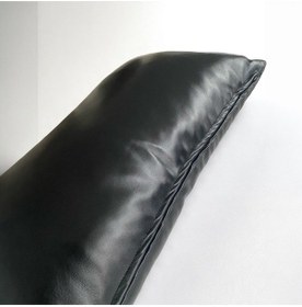 Resim Çift Taraflı Gerçek Deri Yastık Kılıfı - Siyah Ve Kahverengi - 30 X 50 Siyah 