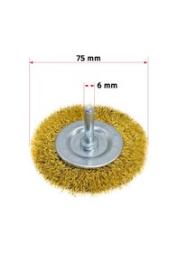Resim 6242 Pimli Saçaklı Dairesel Tel Fırça Sarı Telli 75 Mm 