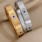 Resim Yeni 18K Altın Kaplama Paslanmaz Çelik Göz Taşlı Bileklik, Muhteşem ve Şık, Lüks Tatil Hediyesi, Doğum Günü Hediyesi, Noel İçin Zarif Hediye 