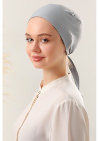 Resim Melodi Scarf Dikişsiz Penye Bone Açık Gri Açık Gri 