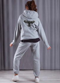 Resim LAND MODA Kadın Montanaa Baskılı Sweatshirt Eşofman Alt-Üst Takımı 