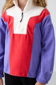 Resim TOMMY LIFE TOMMYLIFE Koyu Bej Kalın Yumuşak Dokulu Oversize Nakışlı Polar Kız Çocuk Sweatshirt, T16KG-75153 