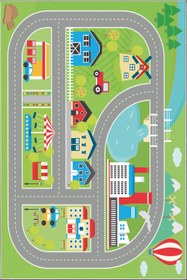 Resim NORELLAHOME Şehir Yol Halısı Kaymaz Taban Yıkanabilir Çocuk Oyun Halısı Araba Yol Temalı Erkek Çocuk Odası Halısı 