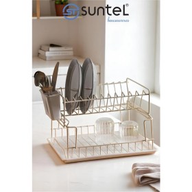 Resim Iki Katlı Modüler Bulaşıklık - Beyaz Tabaklık Organizer 