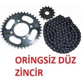 Resim Bajaj Discover 125 St Zincir Dişli Seti Kaliteli Oringsiz Düz Siyah Zincir Supermoto 