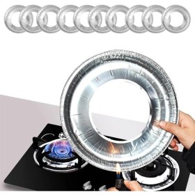 Resim 10'lu Paket Ocak Koruyucu Yağ Geçirmez Alüminyum Folyo Ped, Yeniden Kullanılabilir Isıya Dayanıklı Temiz Hijyenik Mutfak Için (22 cm x 22 Cm) 