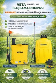 Resim Toptancı Amca 16 Litre İlaçlama Pompası Manuel + Şarjlı İlaçlama Pompası 16 Litre - Çiftli Profesyonel İlaç Seti 
