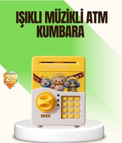 Resim Sarı Elektronik Şifreli Atm Görünümlü Çocuk Kumbarası 