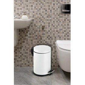Resim 16 Litre Paslanmaz Pedallı Beyaz Çöp Kovası, Ev, Ofis, Banyo, Mutfak Için Ideal 