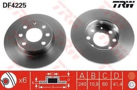 Resim Opel Corsa C Ön Disk Takımı Trw Marka DF4225 - 569020 