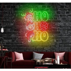 Resim Ho Ho Ho Yazılı Ve Şekilli Neon Tabela Kırmızı 