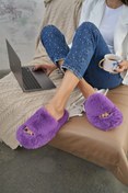 Resim Puffy Mor Peluş Ev Terliği 