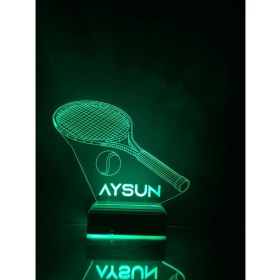Resim Modiwa Design 3D Tenis Raketi ve Topu 16 Renk Gece Lambası 