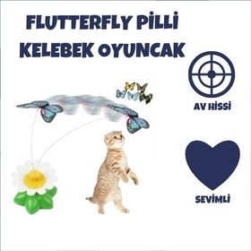 Resim FlutterFly Hareketli Pilli Kelebek Kedi Oyuncağı 