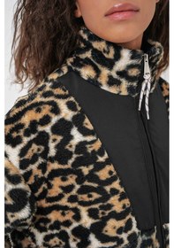 Resim Bigdart Gabria Leopar Desen Fermuarlı Peluş Mont Siyah 