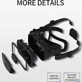 Resim Başa monte edilmiş 3D sanal gerçeklik gözlüğü, Android, Windows ve iOS akıllı telefonlar ile uyumlu, 3,5 - 7,25 inç, siyah 