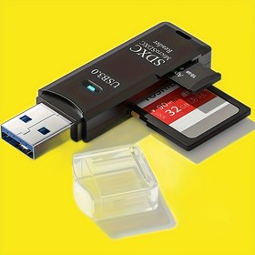 Resim 2'si 1 arada USB 3.0 & 2.0 Kart Okuyucu, SD/MMC/RS-MMC/UHS-I Kartlar için 5Gbps Yüksek Hızlı Adaptör, PVC, PC ve Kamera Depolama ile Uyumlu, Micro SD Karttan USB Adaptörü 