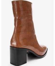 Resim Luvi Shoes Chara Taba Baskı Kadın Kalın Topuklu Bot Taba Baskı 