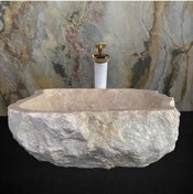 Resim SİPAHİMARBLE Bej Mermer Dışı Patlatma Kare Özel Lavabo 