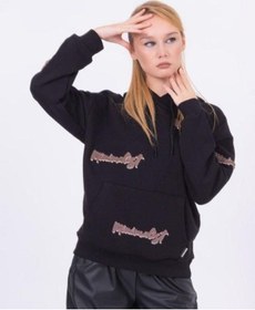 Resim Kız Çocuk Kapüşonlu Punch İşlemeli Şardonlu Kapüşonlu Sweatshirt-13457-siyah Siyah 