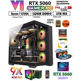 Resim RAMTECH GTA-VI Ryzen 7 5700X 32GB Ram 1TB M.2 Nvme SSD 8GB GDDR7 RTX5060 Extreme Oyuncu Bilgisayarı 