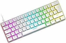 Resim VOOKA Trol Red Switch Mini Rgb Oyun Klavyesi Gaming Mekanik 62 Tuşlu 18 Rgb Led Usb Tip-c Kablosu Beyaz T60-WhiteRed V-8683140025 
