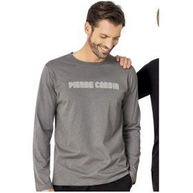 Resim Pierre Cardin Erkek Siyah Pijama Takım, %100 Pamuk, Uzunkollu, Cepli-koyu Gri-s Çok Renkli 